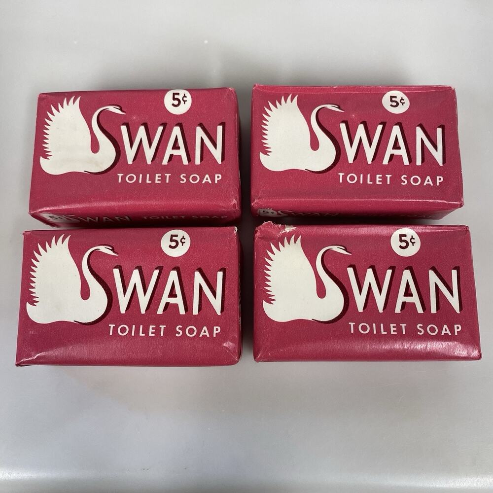 Lot Of 4 Vtg Swan Soap 1940s Pink Wrapper 5 Cents Lever Bros
